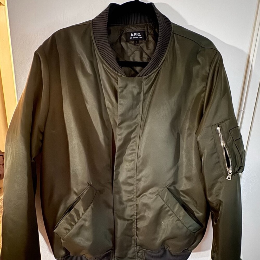 A.P.C. Olive Green Bomber Jacket